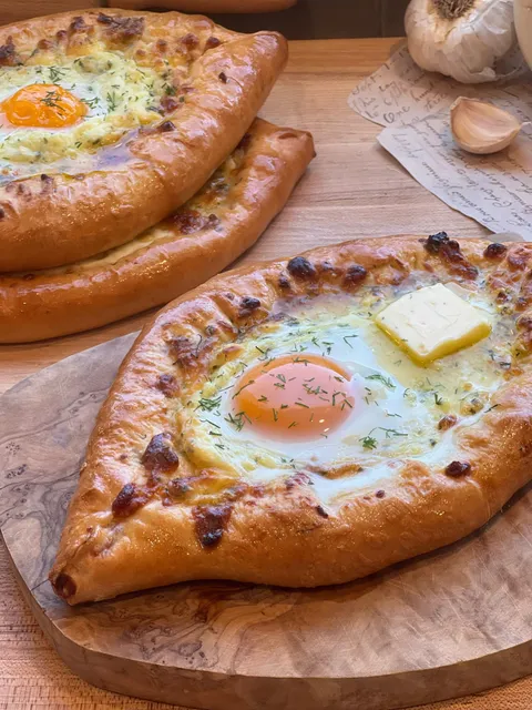 Khachapuri pizza style from Adjara, Georgia