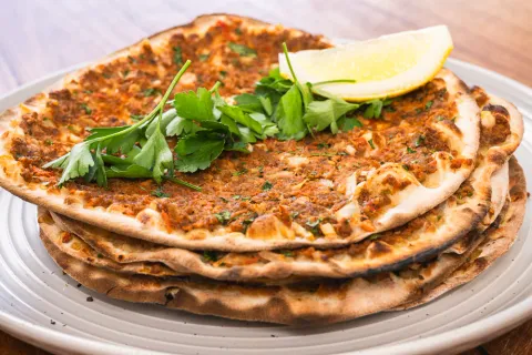 Lahmacun pizza style from Anatolia, Turkey